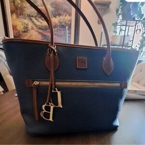 Dooney & Bourke Pebbled Leather Tote In The Color Blue Jeans NWOT
